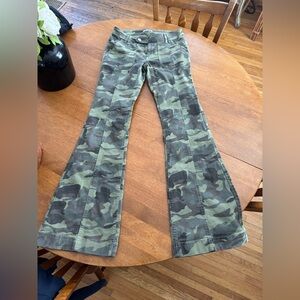 Garage Green Camo Flare Women Jeans